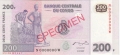 Congo Democratic Republic 200 Francs, 31. 7.2007